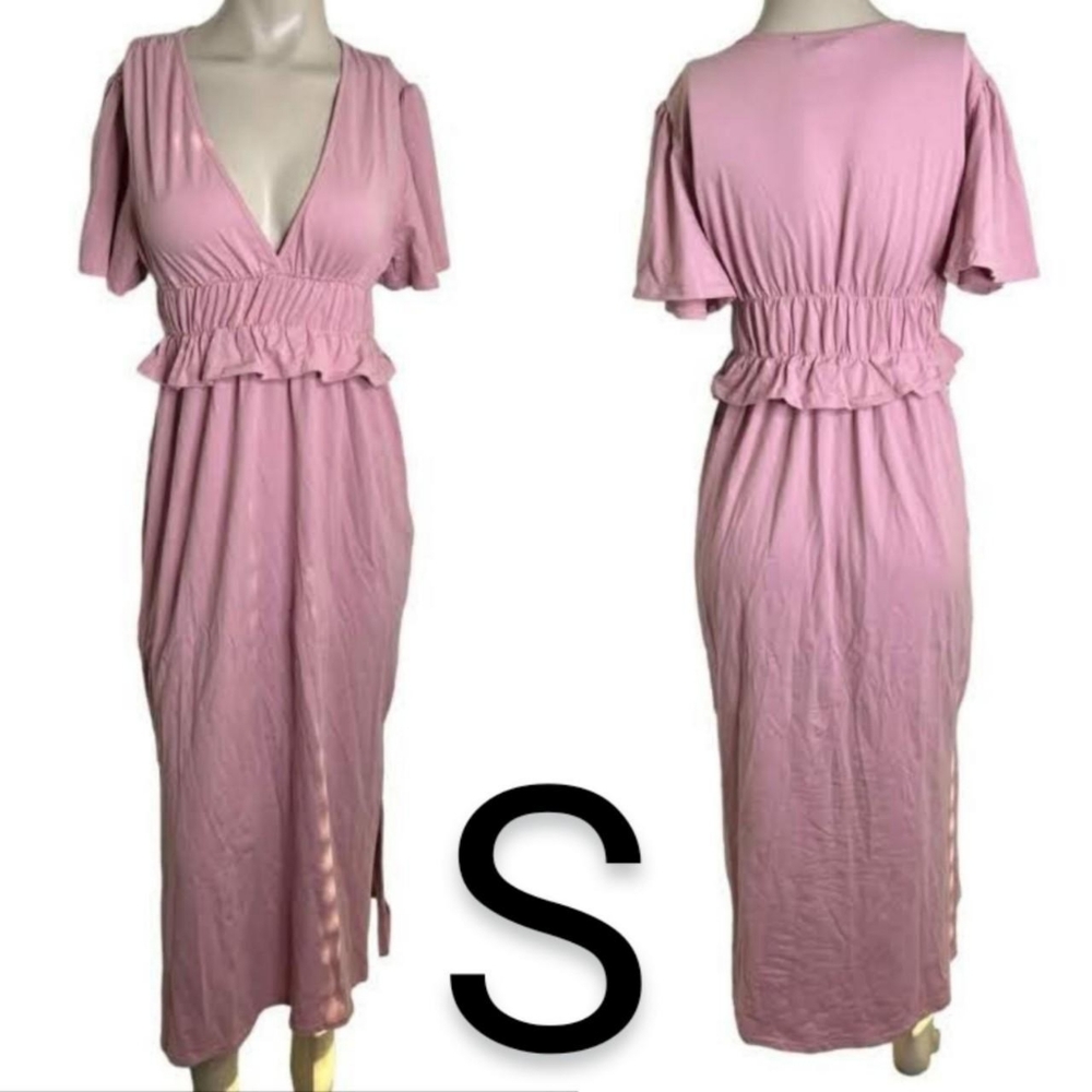 🆕Lulus Pink Mauve Maxi Side Slit Dress~Size S